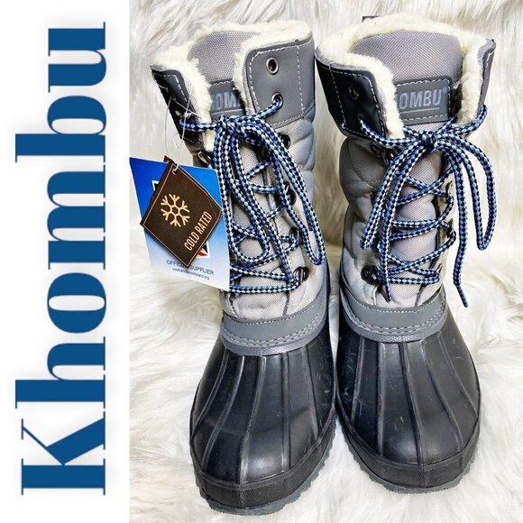 NWT KHOMBU ANNABEL Gray Thermolite Insulated Quilted Mid-Calf Snow Boots, Size 7 - Picture 2 of 10